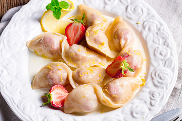 pierogi with strawberries