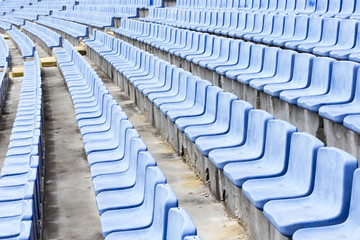 Old blue stadium seats