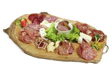 Plate of mixed meats and cheeses