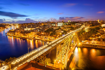 Fototapeta na wymiar Porto, Portugal Skyline over the Bridge and Douro River