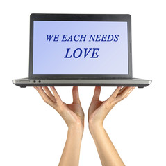Notebook showing We each needs love