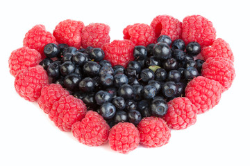 blueberry and raspberry heart - Powered by Adobe