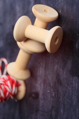 Vintage wooden bobbin thread