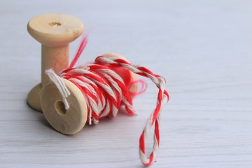 Vintage wooden bobbin thread