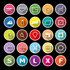 Cloth care sign flat icons with long shadow