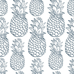 Exotic seamless pattern with silhouettes tropical fruit