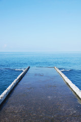 View to the sea from a breakwater