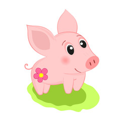 Pig smiling. Cheerful pig.