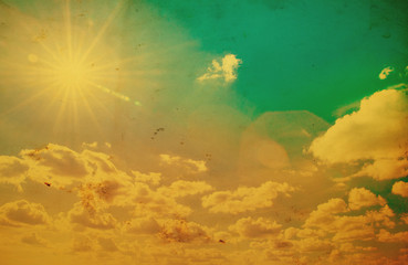 Fototapeta na wymiar Blue sky with clouds in grunge style.
