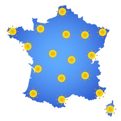 Naklejka premium Carte de France ensoleillé