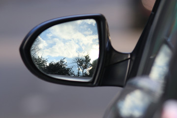 Fototapeta na wymiar car rearview mirror reflection