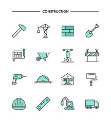 set of flat design, thin line construction icons © lessnik