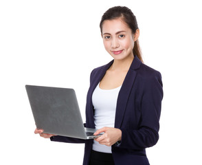 Asian businesswoman use of the laptop computer