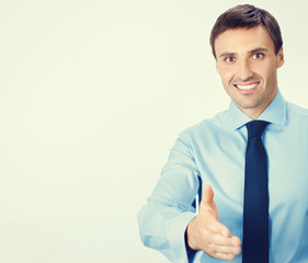 Business man giving hand for handshake