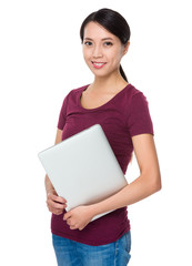 Asian woman holding with notebook