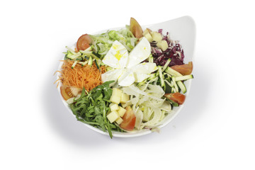 Salad with mixed vegetables and mozzarella