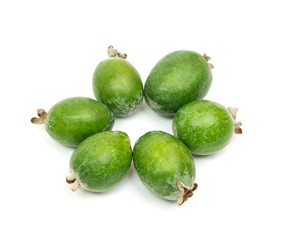 Tropical fruit feijoa isolated on white background