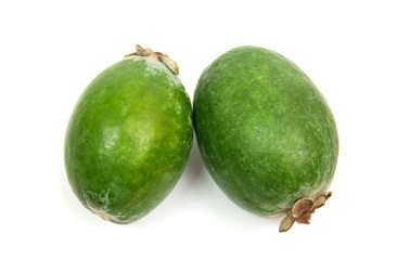 Tropical fruit feijoa isolated on white background