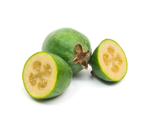 Tropical fruit feijoa isolated on white background