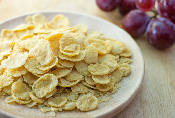 sugar-coated corn flakes with grape background