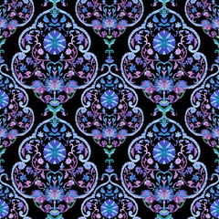 Watercolor paisley seamless pattern. 