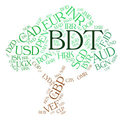 Bdt Currency Shows Bangladesh Taka And Coinage