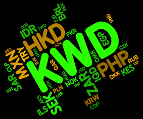 Kwd Currency Indicates Worldwide Trading And Foreign
