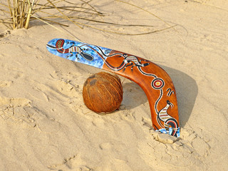 Boomerang and coconut.