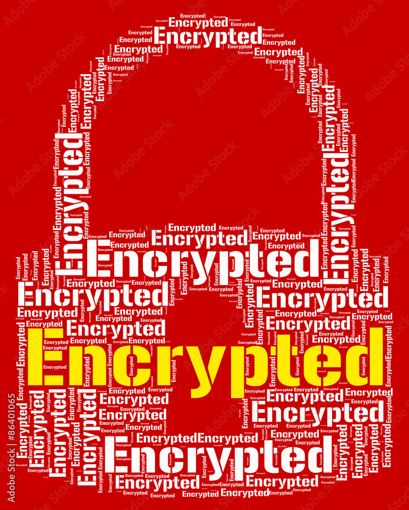 Aufkleber encrypted word shows encrypting protect and cipher