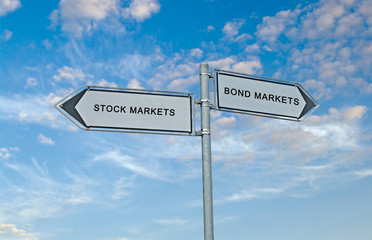 Road signs to bond market and stock market