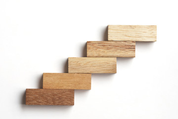 Wood block stacking as step stair.