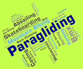 Paragliding Word Shows Text Glider And Parashute