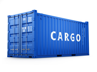 Cargo shipping container isolated on white. Delivery.