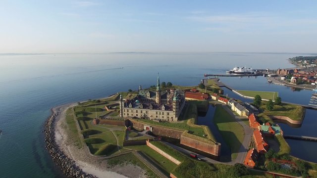 Aerial view of Kronborg castle in Helsingoer, Denmark