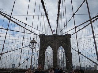 Blick von der Brookly Bridge auf Manhattan