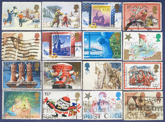 Christmas postage stamps.