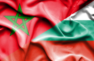 Waving flag of Bulgaria and Morocco