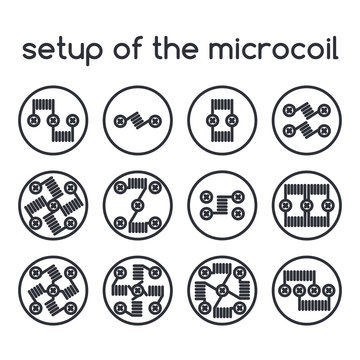 Set of icons. Setup of the microcoil