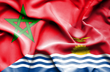 Waving flag of Kiribati and Morocco