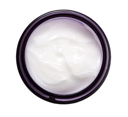 Beauty cream in container on background with clipping path