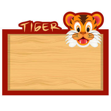 Wood board banner with tiger
