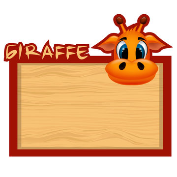 Wood board banner with giraffe
