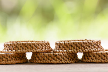 Obraz premium Saucer or plate made of bamboo which is the basketwork. 