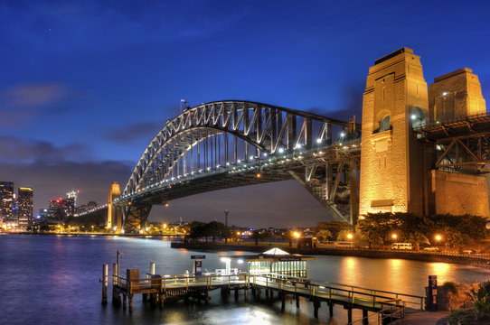 Sydney Harbour Bridge Blue Twilight, View From North Sydney.