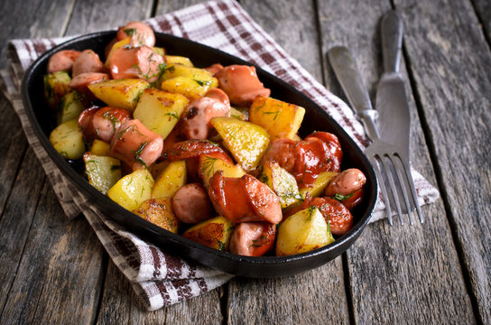 Potatoes with sausages