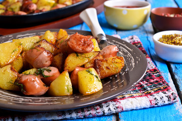 Potatoes with sausages