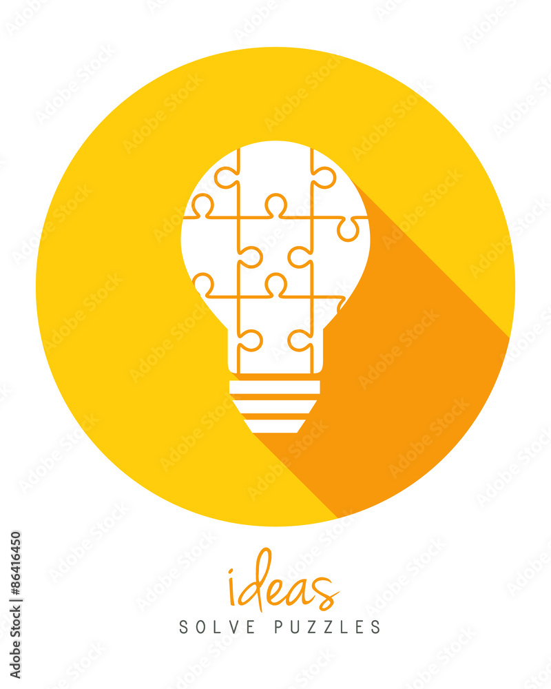 Aufkleber lightbulb made of puzzle pieces as idea and solution concept in flat design