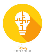 Lightbulb made of puzzle as solution and innovation concept in flat design