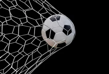 Crédence de cuisine en verre imprimé Sports de balle Tirez sur un ballon de football dans le but