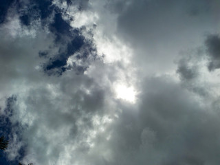 Naklejka na ściany i meble Blur cloud in the blue sky in rainny season